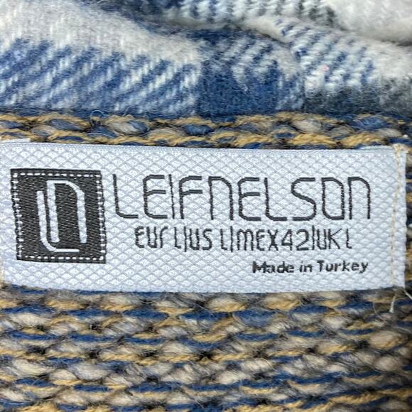 NWOT LEIF NELSON Hoodie Sweater L Aztec Cable-Knit Mock-Neck Drawstring Wool - Picture 4 of 14